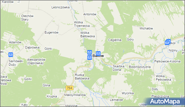 mapa Bałtów powiat ostrowiecki, Bałtów powiat ostrowiecki na mapie Targeo