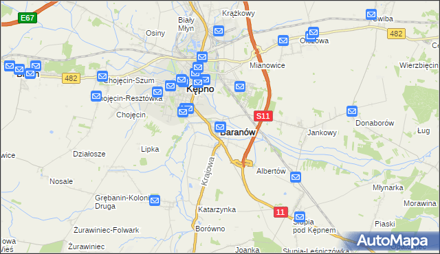 mapa Baranów powiat kępiński, Baranów powiat kępiński na mapie Targeo