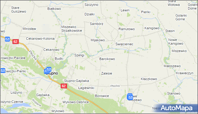 mapa Barcikowo gmina Słupno, Barcikowo gmina Słupno na mapie Targeo