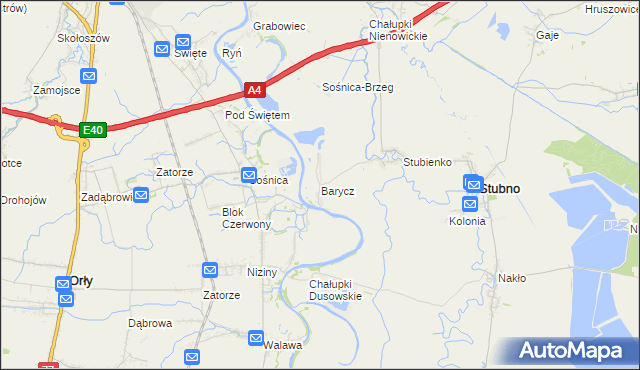 mapa Barycz gmina Stubno, Barycz gmina Stubno na mapie Targeo