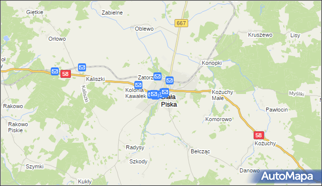 mapa Biała Piska, Biała Piska na mapie Targeo