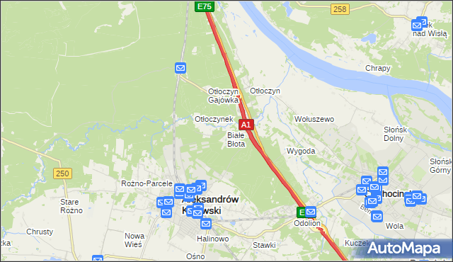 mapa Białe Błota gmina Aleksandrów Kujawski, Białe Błota gmina Aleksandrów Kujawski na mapie Targeo