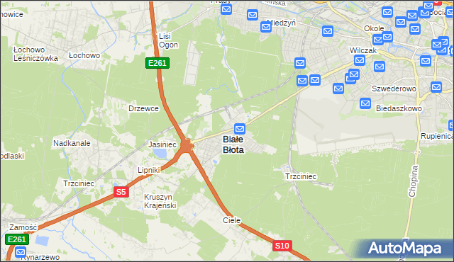 mapa Białe Błota powiat bydgoski, Białe Błota powiat bydgoski na mapie Targeo