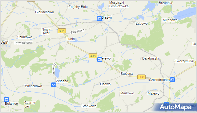 mapa Bielewo, Bielewo na mapie Targeo