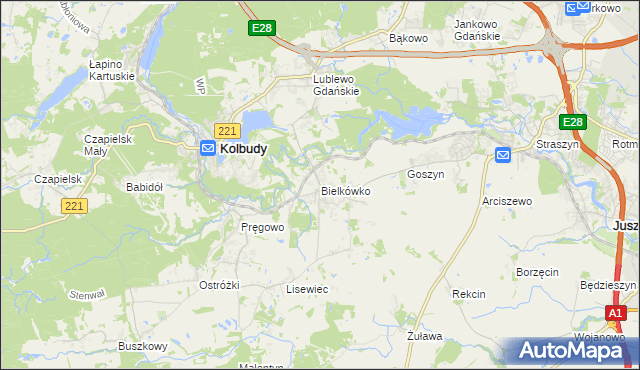 mapa Bielkówko, Bielkówko na mapie Targeo
