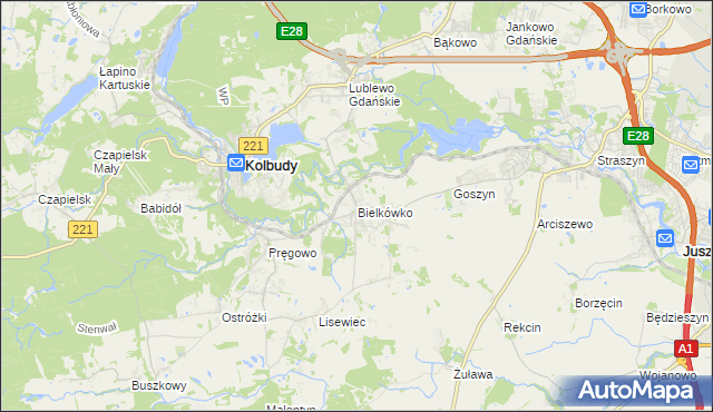 mapa Bielkówko, Bielkówko na mapie Targeo