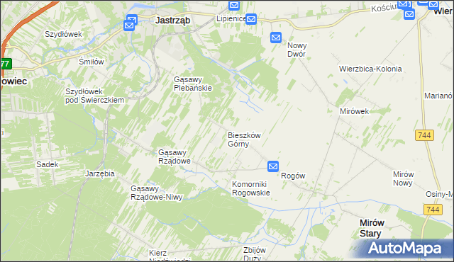 mapa Bieszków Górny, Bieszków Górny na mapie Targeo