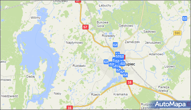 mapa Biskupiec-Kolonia Trzecia, Biskupiec-Kolonia Trzecia na mapie Targeo