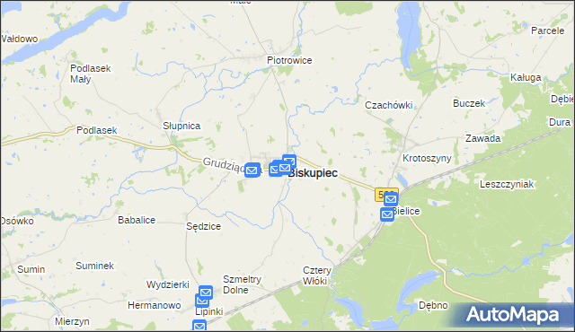 mapa Biskupiec powiat nowomiejski, Biskupiec powiat nowomiejski na mapie Targeo