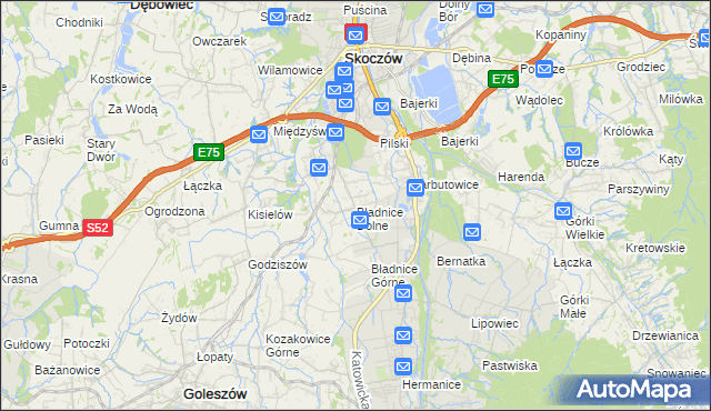mapa Bładnice Dolne, Bładnice Dolne na mapie Targeo