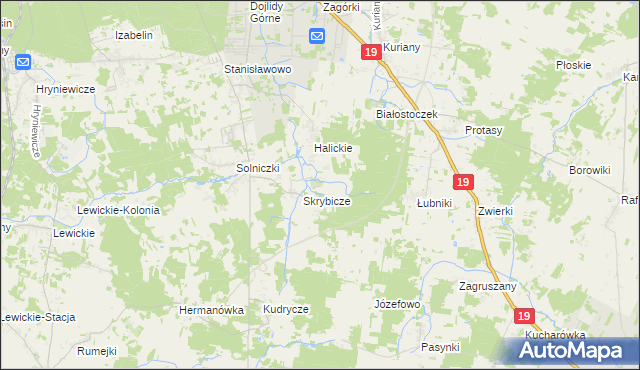 mapa Bogdaniec gmina Zabłudów, Bogdaniec gmina Zabłudów na mapie Targeo