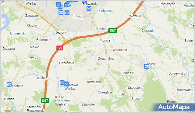 mapa Bogumiłów gmina Sieradz, Bogumiłów gmina Sieradz na mapie Targeo