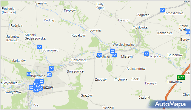mapa Boleścice, Boleścice na mapie Targeo