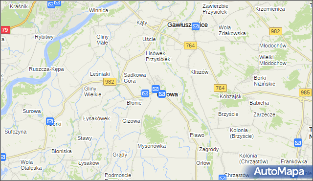 mapa Borowa powiat mielecki, Borowa powiat mielecki na mapie Targeo