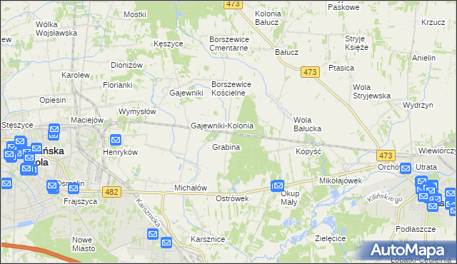 mapa Borszewice Kolejowe, Borszewice Kolejowe na mapie Targeo