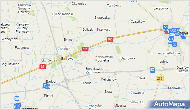 mapa Borysławice Kościelne, Borysławice Kościelne na mapie Targeo