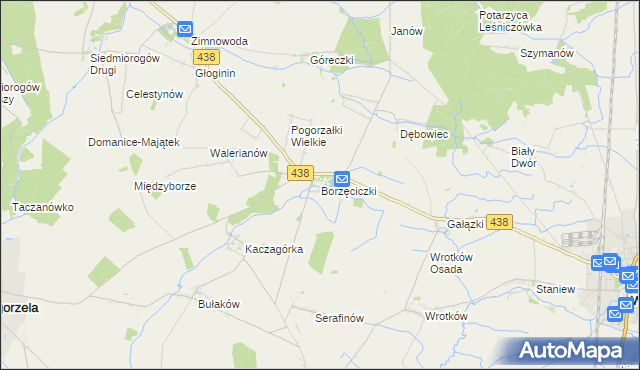 mapa Borzęciczki, Borzęciczki na mapie Targeo