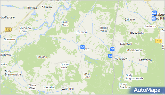 mapa Boże gmina Stromiec, Boże gmina Stromiec na mapie Targeo