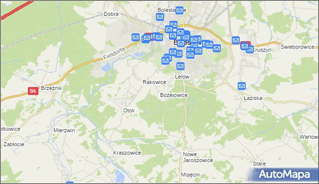 mapa Bożejowice, Bożejowice na mapie Targeo