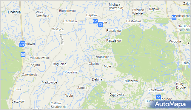 mapa Bratucice, Bratucice na mapie Targeo