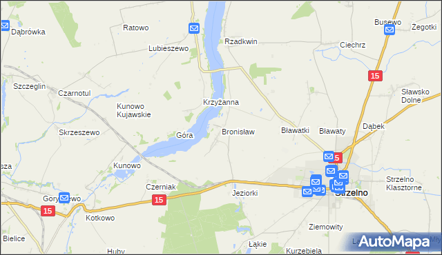 mapa Bronisław gmina Strzelno, Bronisław gmina Strzelno na mapie Targeo
