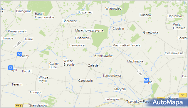 mapa Bronisławów gmina Błędów, Bronisławów gmina Błędów na mapie Targeo