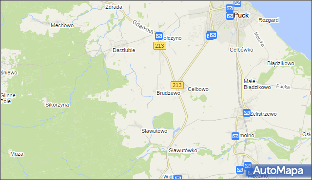 mapa Brudzewo gmina Puck, Brudzewo gmina Puck na mapie Targeo