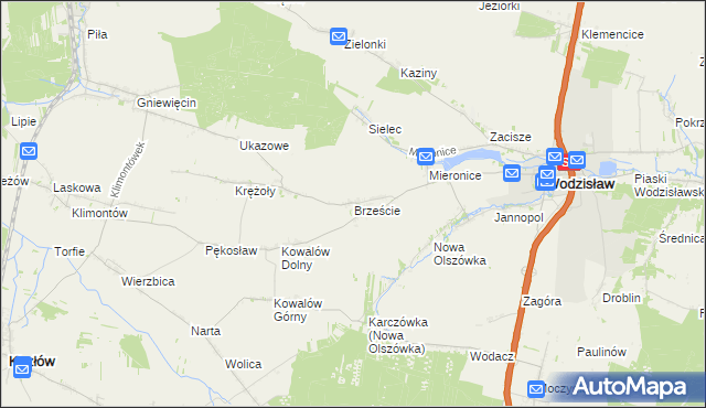 mapa Brzeście gmina Wodzisław, Brzeście gmina Wodzisław na mapie Targeo