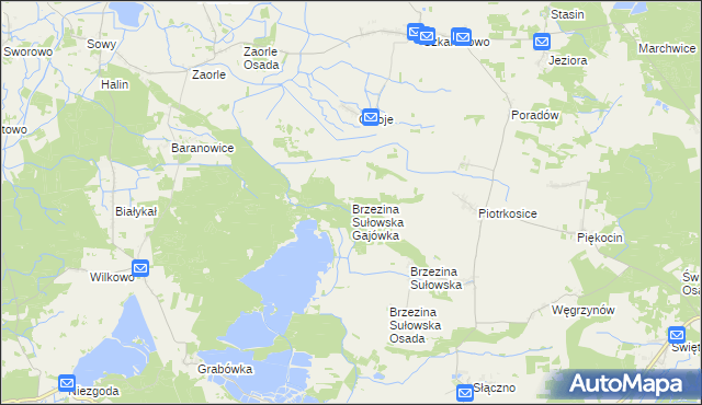 mapa Brzezina Sułowska Gajówka, Brzezina Sułowska Gajówka na mapie Targeo