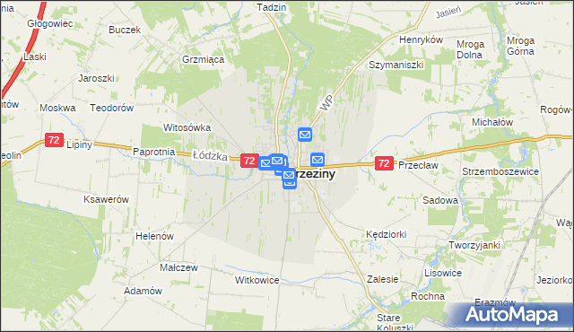 mapa Brzeziny, Brzeziny na mapie Targeo