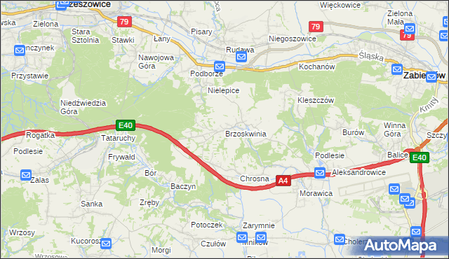 mapa Brzoskwinia, Brzoskwinia na mapie Targeo