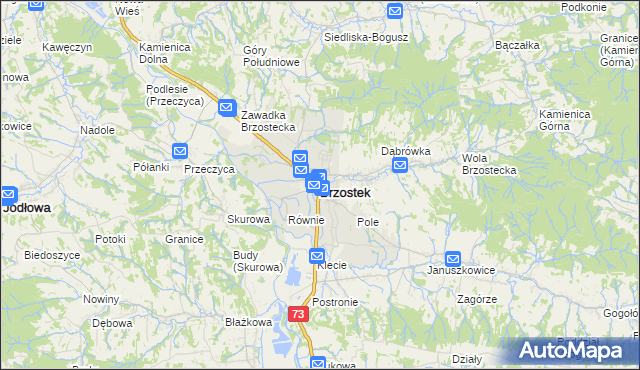 mapa Brzostek powiat dębicki, Brzostek powiat dębicki na mapie Targeo