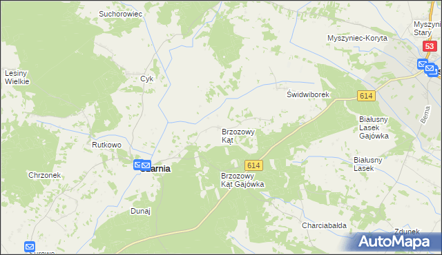 mapa Brzozowy Kąt gmina Czarnia, Brzozowy Kąt gmina Czarnia na mapie Targeo