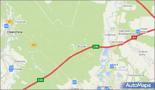 mapa Buczek gmina Bolesławiec, Buczek gmina Bolesławiec na mapie Targeo