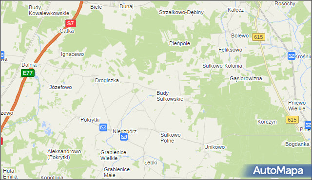 mapa Budy Sułkowskie gmina Strzegowo, Budy Sułkowskie gmina Strzegowo na mapie Targeo