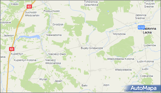 mapa Bujały-Gniewosze, Bujały-Gniewosze na mapie Targeo