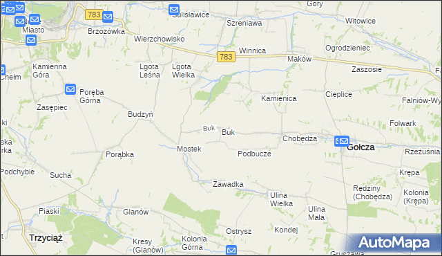 mapa Buk gmina Gołcza, Buk gmina Gołcza na mapie Targeo