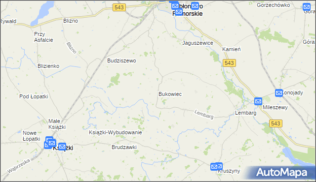 mapa Bukowiec gmina Jabłonowo Pomorskie, Bukowiec gmina Jabłonowo Pomorskie na mapie Targeo