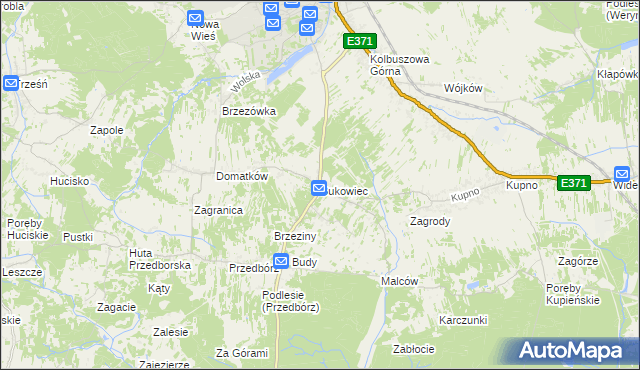 mapa Bukowiec gmina Kolbuszowa, Bukowiec gmina Kolbuszowa na mapie Targeo