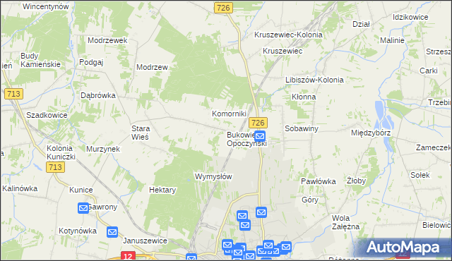 mapa Bukowiec Opoczyński, Bukowiec Opoczyński na mapie Targeo