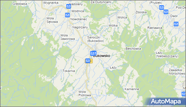 mapa Bukowsko, Bukowsko na mapie Targeo