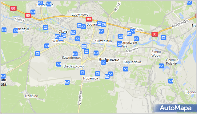 mapa Bydgoszczy, Bydgoszcz na mapie Targeo
