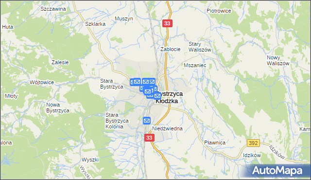 mapa Bystrzyca Kłodzka, Bystrzyca Kłodzka na mapie Targeo