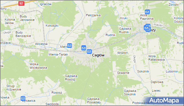 mapa Cegłów powiat miński, Cegłów powiat miński na mapie Targeo