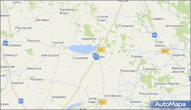 mapa Chalin gmina Dobrzyń nad Wisłą, Chalin gmina Dobrzyń nad Wisłą na mapie Targeo