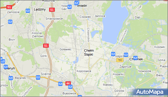 mapa Chełm Śląski, Chełm Śląski na mapie Targeo