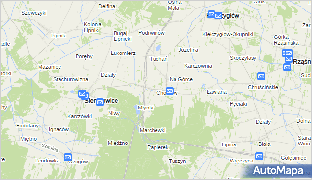mapa Chorzew gmina Kiełczygłów, Chorzew gmina Kiełczygłów na mapie Targeo
