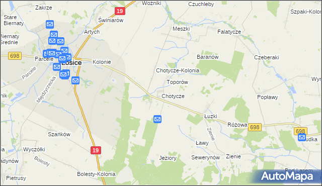 mapa Chotycze, Chotycze na mapie Targeo