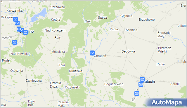 mapa Chrapoń gmina Lutocin, Chrapoń gmina Lutocin na mapie Targeo