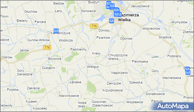 mapa Chruszczyna Mała, Chruszczyna Mała na mapie Targeo